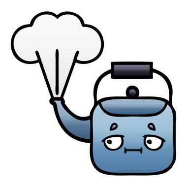 dumanı tüten bir Kettle degrade gölgeli çizgi film