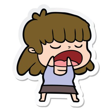 yüksek sesle konuşuyor karikatür kadın etiketi