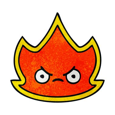 Retro grunge doku karikatür bir ateş