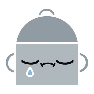 düz renk retro karikatür bir pişirme tencere