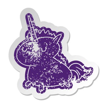 büyülü bir tek boynuzlu at sıkıntılı eski etiket