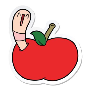 etiket bir karikatür solucanın Apple