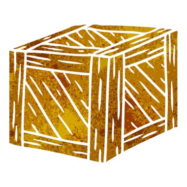 elle çizilmiş retro karikatür doodle, ahşap sandık