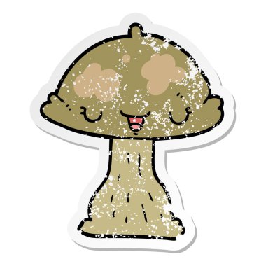 bir çizgi film mantarı sıkıntılı etiket