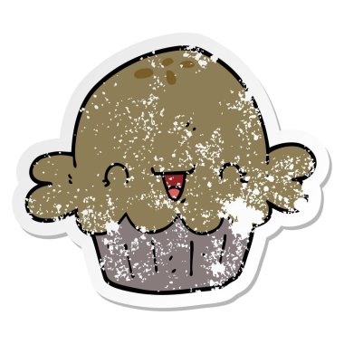 sevimli çizgi pastası sıkıntılı etiket