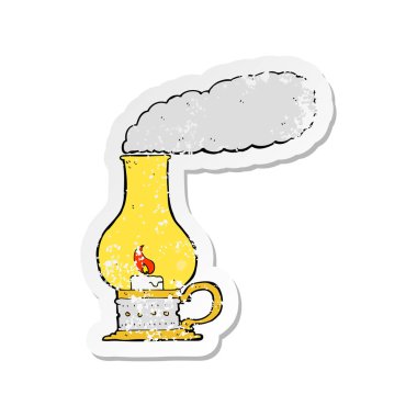 bir çizgi film fener Retro sıkıntılı etiket