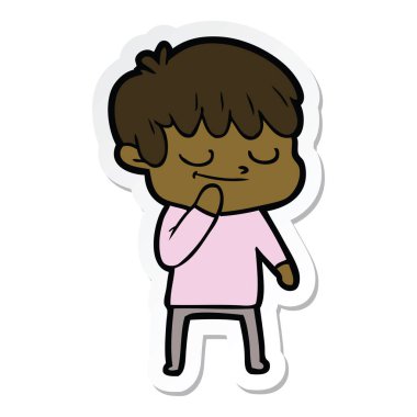 etiket bir karikatür mutlu çocuk