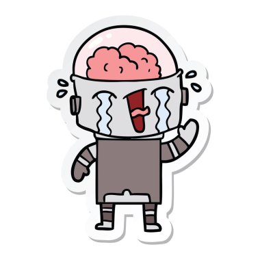 etiket robot sallayarak ağlayan bir karikatür