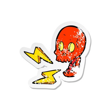 bir çizgi film çılgın kafatası Retro sıkıntılı etiket