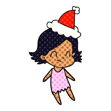 santa s giyen bir dostu kız çizgi roman tarzı gösteren resim