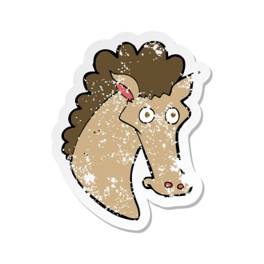 bir çizgi film at kafası Retro sıkıntılı etiket