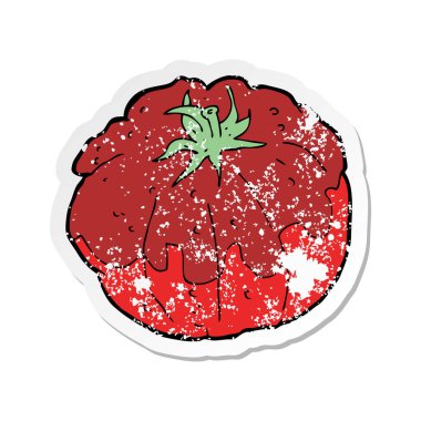 bir çizgi film domates Retro sıkıntılı etiket