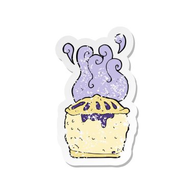 bir çizgi film yaban mersini turtası Retro sıkıntılı etiket