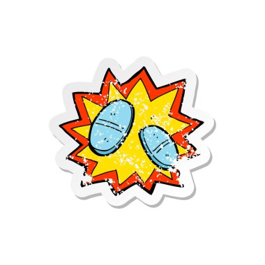 bir çizgi film ağrı kesici Retro sıkıntılı etiket