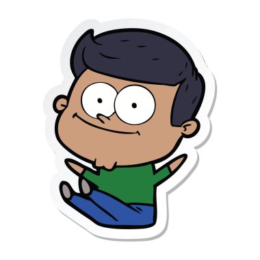 etiket karikatür mutlu bir adamın