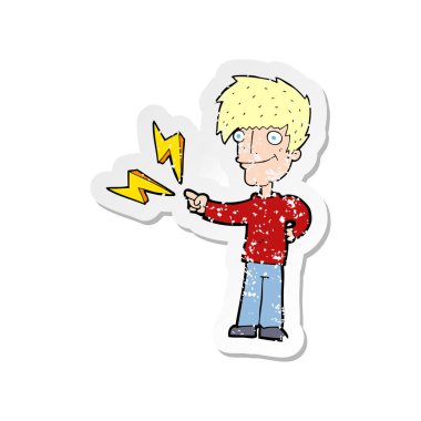 işaret mutlu bir çizgi film adamın Retro sıkıntılı etiket