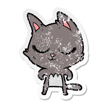 bir sakin karikatür kedi sıkıntılı etiket