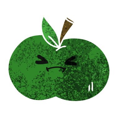 ilginç retro illüstrasyon tarzı çizgi film elma