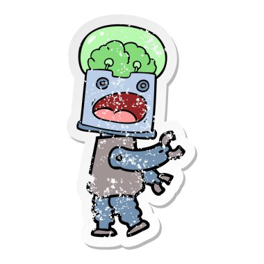 bir çizgi film robot sıkıntılı etiket