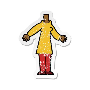 Retro sıkıntılı etiket bir çizgi film vücut