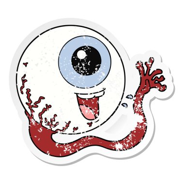 bir çizgi film göz küresi gülen sıkıntılı etiket