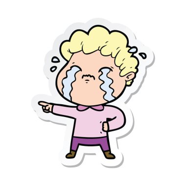 ağlayan bir çizgi film adamın etiket