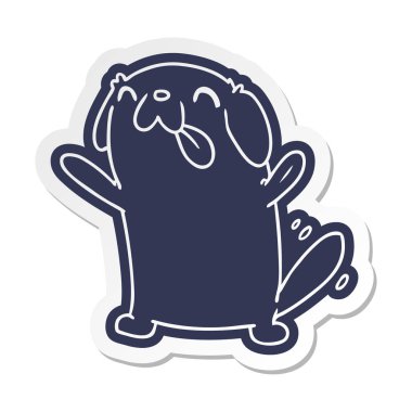 çizgi film etiketi kawaii şirin bir köpek