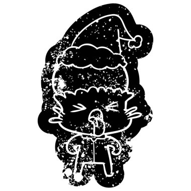 garip ilginç karikatür üzücü bir uzaylı giyen Santa şapka simgesi