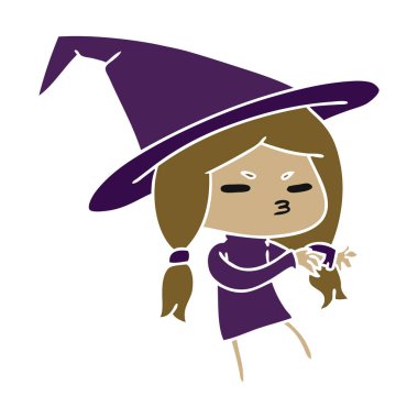 sevimli cadı kawaii kız çizgi film