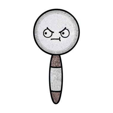 Retro grunge doku karikatür bir büyüteç
