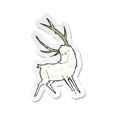 bir çizgi film beyaz geyik Retro sıkıntılı etiket