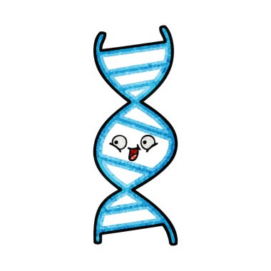 Retro grunge doku karikatür bir Dna iplikçiğinin