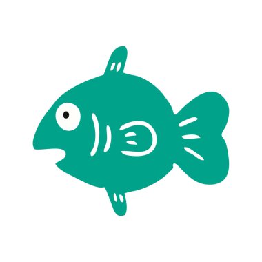 elle çizilmiş karikatür doodle deniz balıkları 