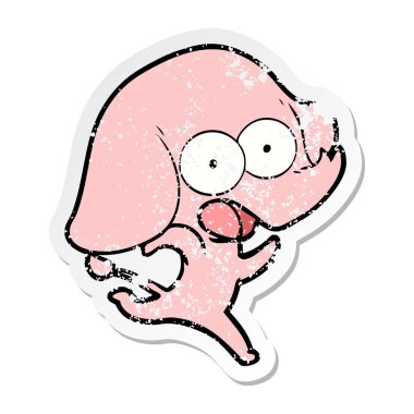 sevimli çizgi fil sıkıntılı etiket