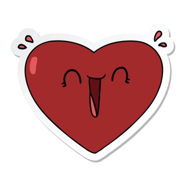 etiket, bir karikatür mutlu kalp