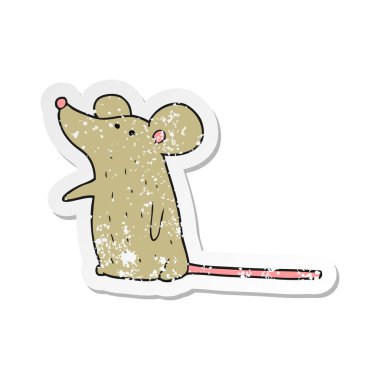 bir çizgi film fare Retro sıkıntılı etiket