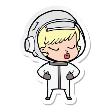 bir çizgi film güzel astronot kız etiketi