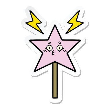 sevimli çizgi sihirli bir değnek etiket