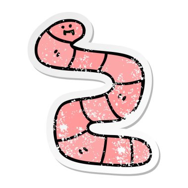 ilginç bir el sıkıntılı etiket karikatür solucan çizilmiş