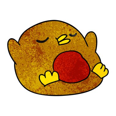 serbest el çekilmiş dokulu karikatür şirin kawaii kırmızı robin 