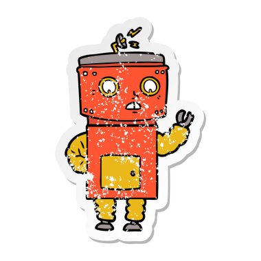 bir çizgi film robot sıkıntılı etiket