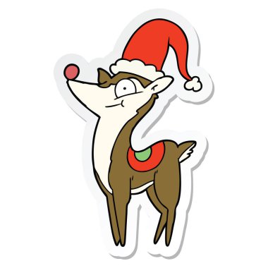 etiket bir karikatür Noel reindeer