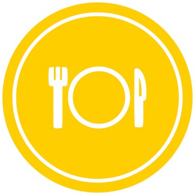 bıçak çatal ve plaka dairesel simgesi