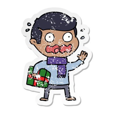 bir çizgi film adamın sıkıntılı etiket tamamen stresli