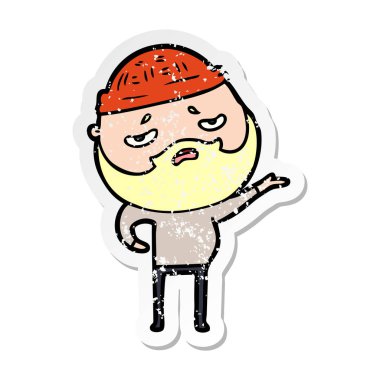 sakallı bir karikatür sıkıntılı etiket endişeli