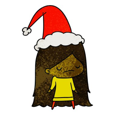 Noel dokulu karikatür kawaii kız el çekilmiş