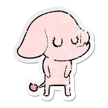 sevimli çizgi fil sıkıntılı etiket