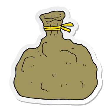 etiket bir karikatür çuval bağlı