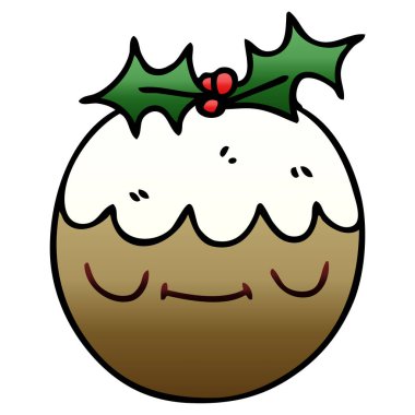 Degrade ilginç karikatür Noel pudingi gölgeli