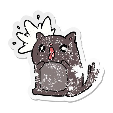 bir çizgi film şok kedi sıkıntılı etiket